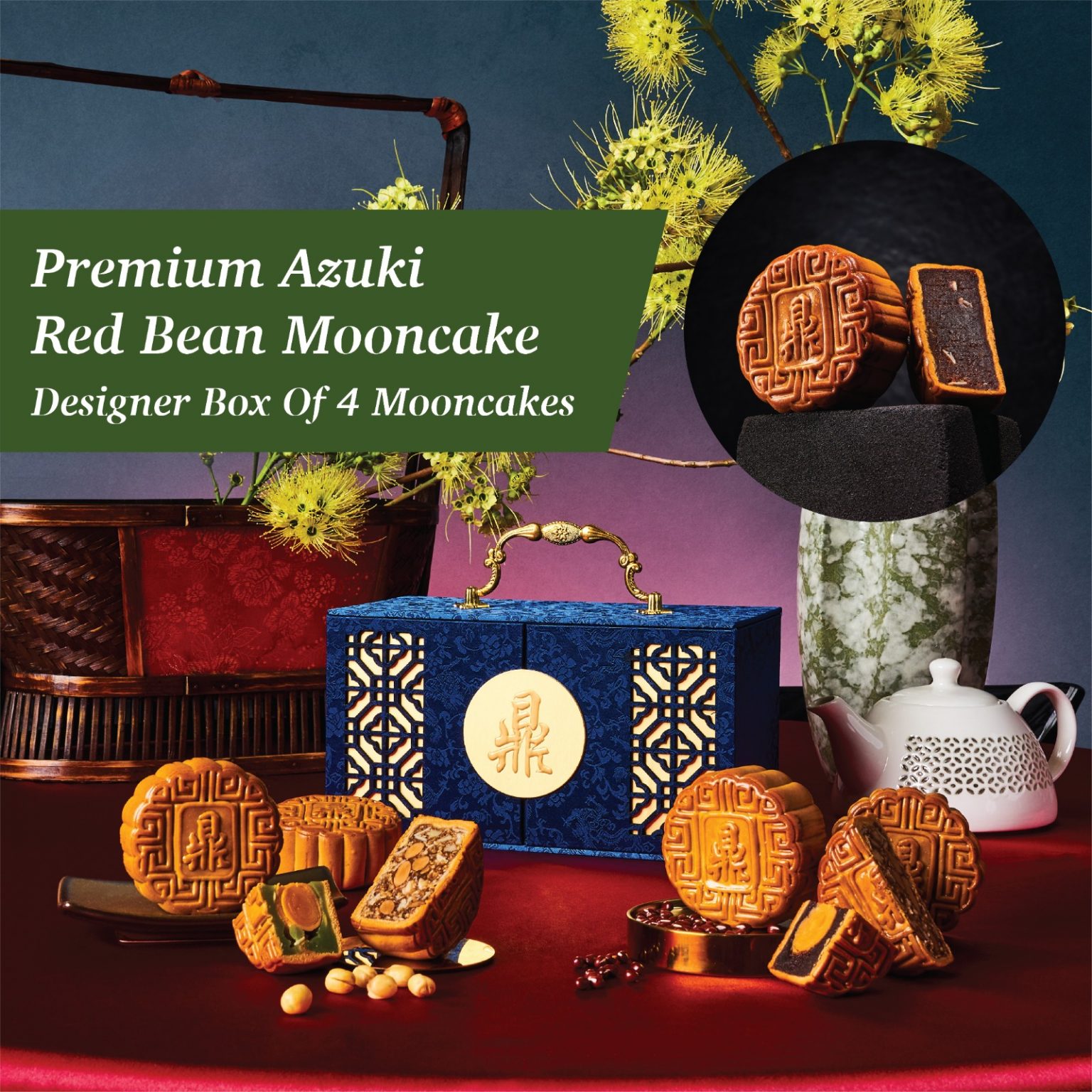 Assortment of Premium Baked Mooncakes – 4 pcs with Majestic Designer ...